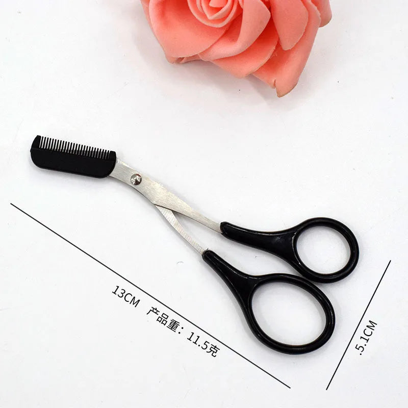 Stainless Steel Eyebrow Trimmer Scissor with Comb for Women