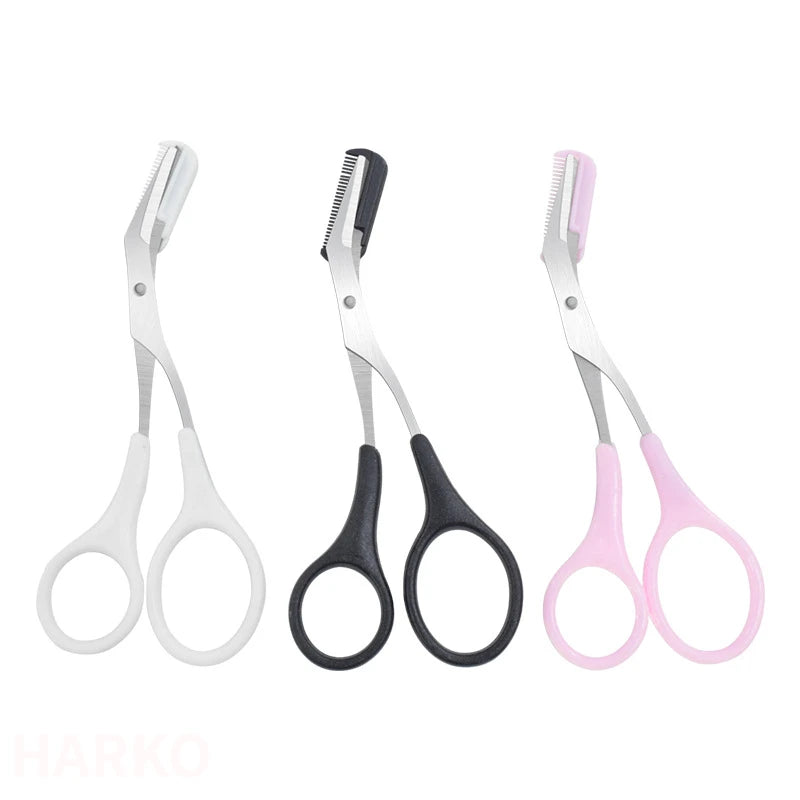 Stainless Steel Eyebrow Trimmer Scissor with Comb for Women